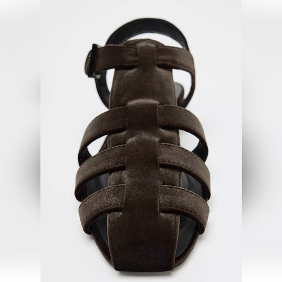ZARA VELVET FISHERMAN SANDALS - Picture 3 of 5